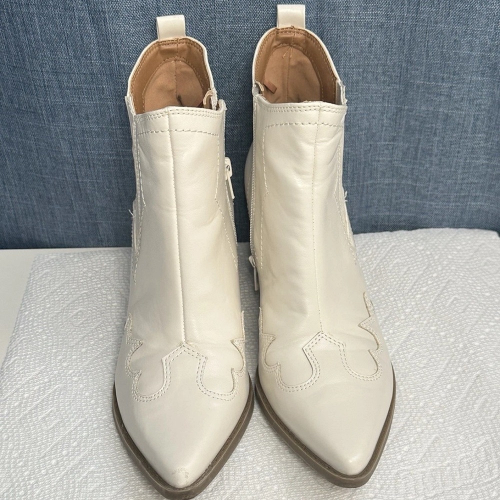 Indigo White Ankle Booties with Textured Design